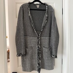 Chico's Black and White Tweed Knit Cardigan